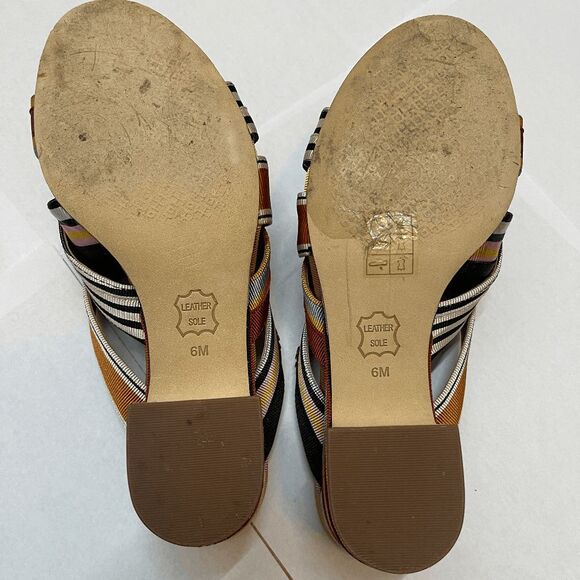 Tory Burch Retro Funky Multicolor Striped Grosgrain Graham Heel Mule Sandals - Picture 11 of 12
